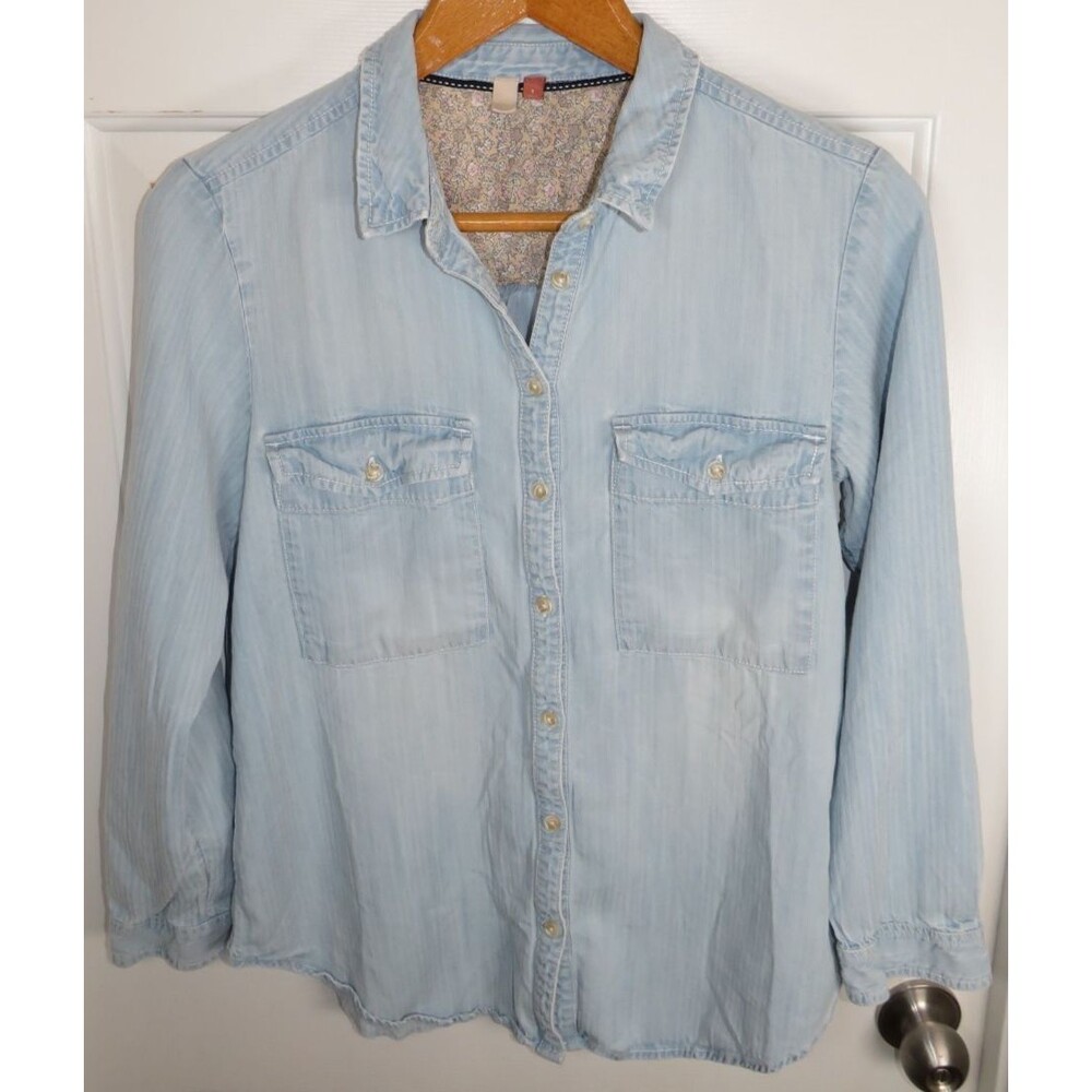 Pilcro Anthropologie The Cate Classic Chambray Button Down Shirt Size Small